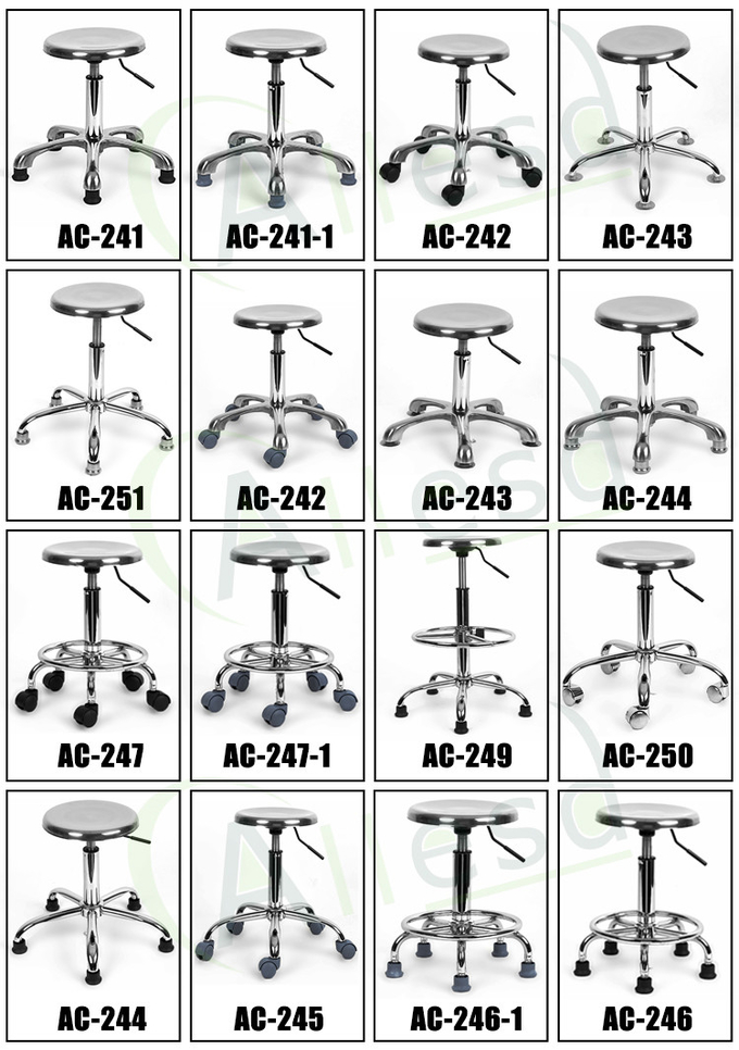 Stainless Steel Metal Round ESD Safe Chairs Anti Static For Lab