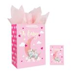 Custom Order 300gsm Ivory Board Pink Baby Shower Gift Carrier Paper Bag for Baby