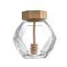 Buy cheap 380ML Glass Honey Hexagon Jar With Wooden Cover And Wooden Splash Bar from wholesalers