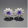 Buy cheap 925 Silver Amethyst Cubic Zircon and Rhinestone Stud Earrings (E04) from wholesalers