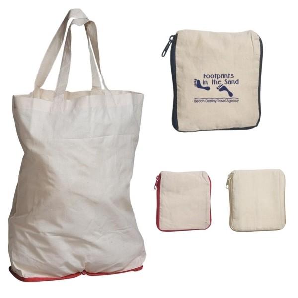 8OZ 10OZ Canvas Cotton Collapsible Grocery Bags Foldaway Shopping Bag Custom