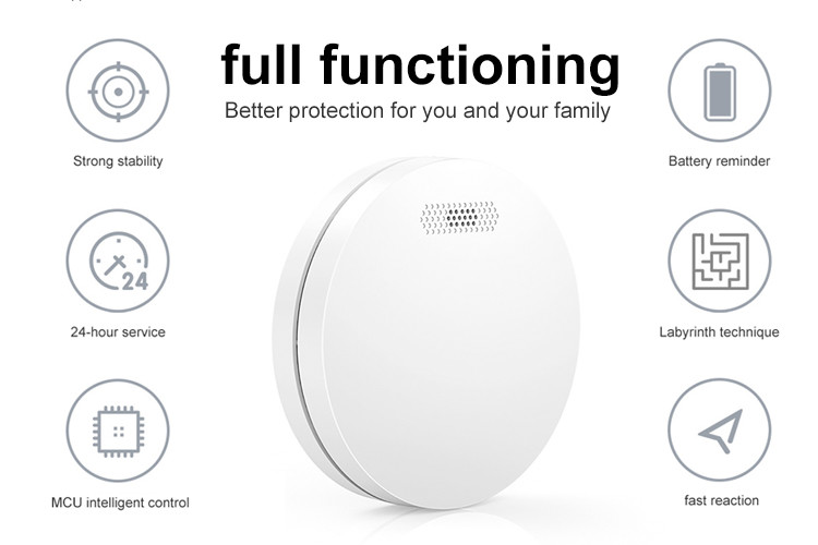 Round Shape Home Fire Standalone Smoke Detector Smoke Alarm With CE TUV Certificate