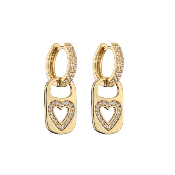 Buy cheap OEM Rainbow Heart Gold Pendant CZ Gold Plated Hoop Earrings from wholesalers