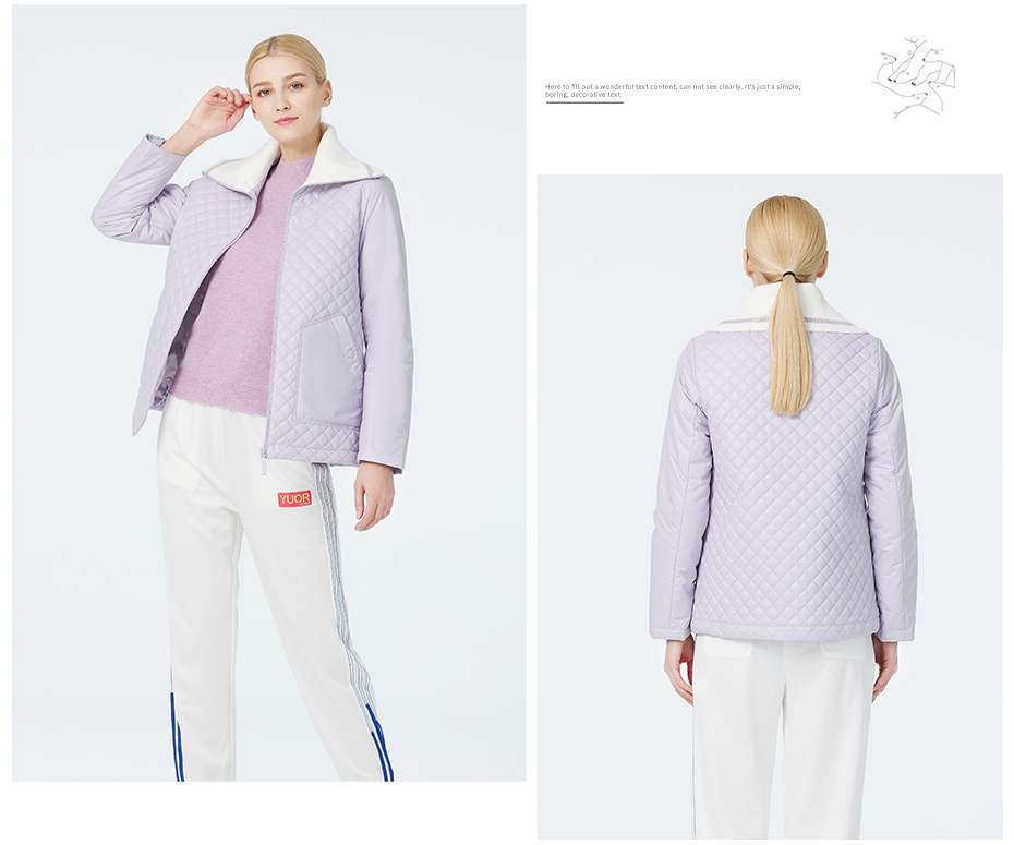 Stylish Spring Autumn Coat for Women Short Waist Knitted Collar Youthful and Elegant, purple colour