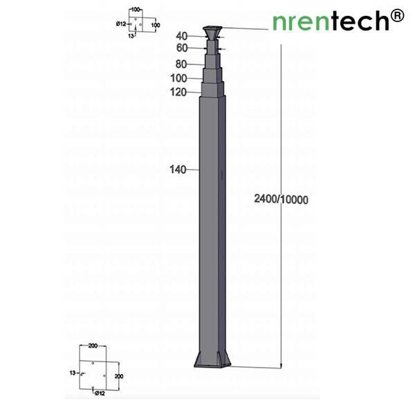 Buy cheap 10m galvanized crank telescopic mast- NR-G2400-10000 from wholesalers