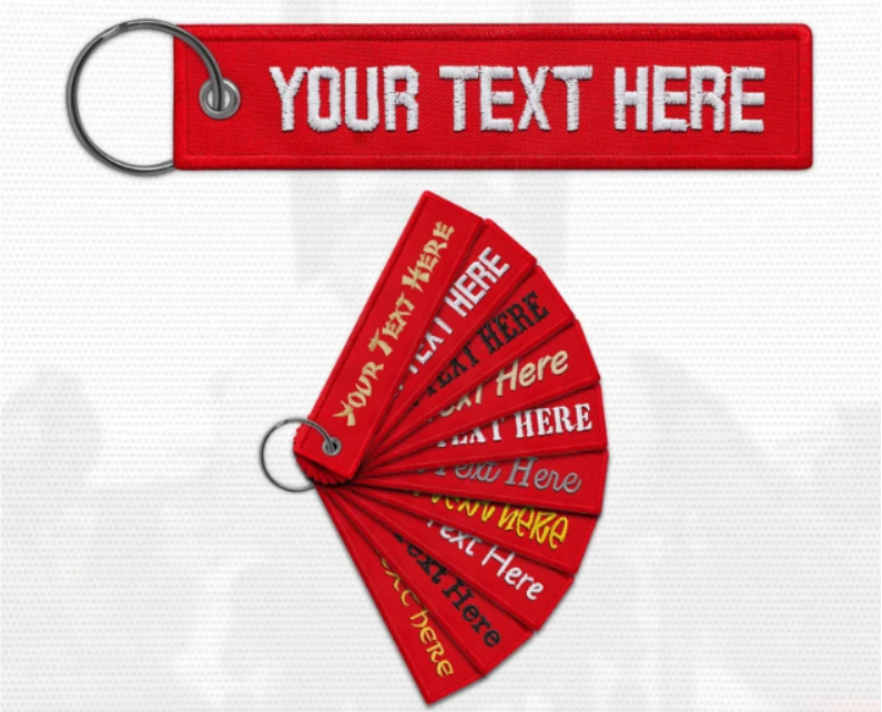 Custom Fabric Embroidery Key Tags For Motorcycle Ebroidered Keychains
