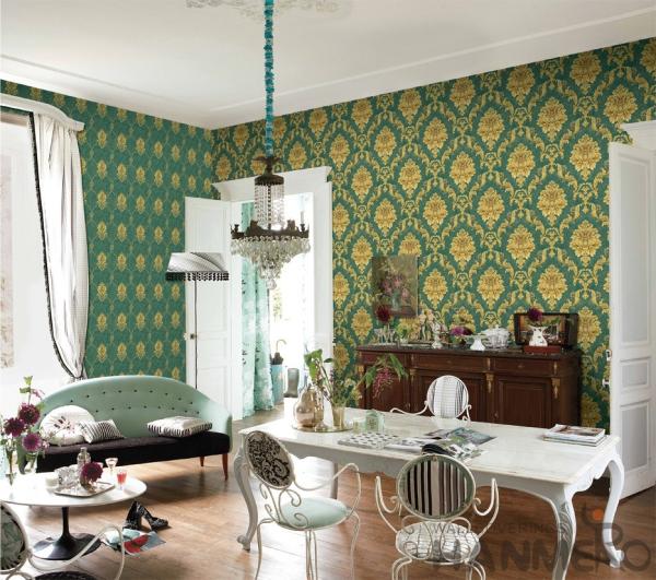 PVC Wallpaper Damask Chinese Wallcovering Vendor European Style Room Sofa