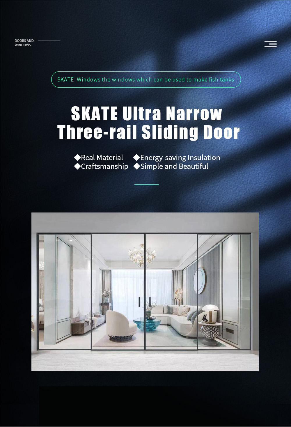 Stainless Steel Screen Netting Aluminum Sliding Glass Doors with Thermal Break and Good
