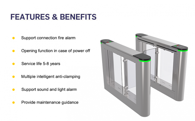 DC Brushless Swing Turnstile Gate 600mm Passage SS304 Rust Proof 0
