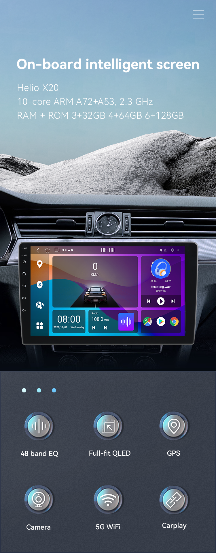 9" Android 12 10-Core 8+128G Car DVD Player Carplay Universal WIFI BT FM/AM 4G RDS DSP DVR Car Radio Pantalla Para auto