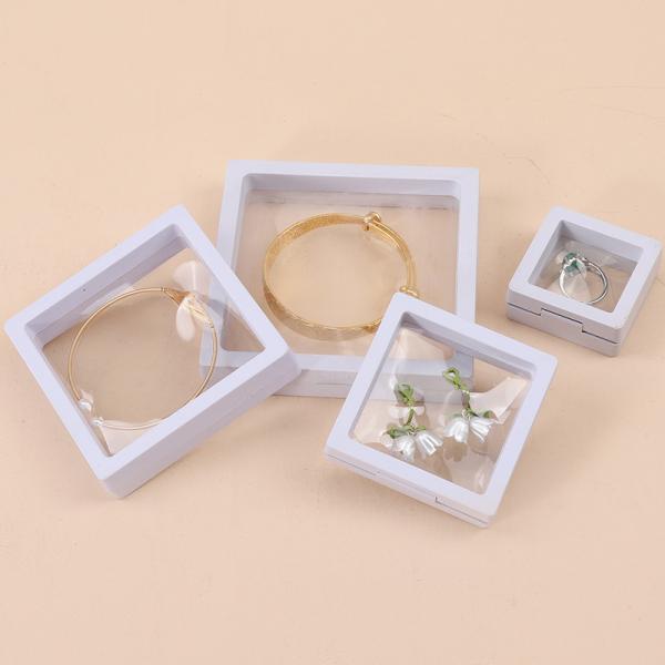 Buy cheap Plain White PE Membrane Suspension Box Plastic Floating Jewelry Case Transparent from wholesalers