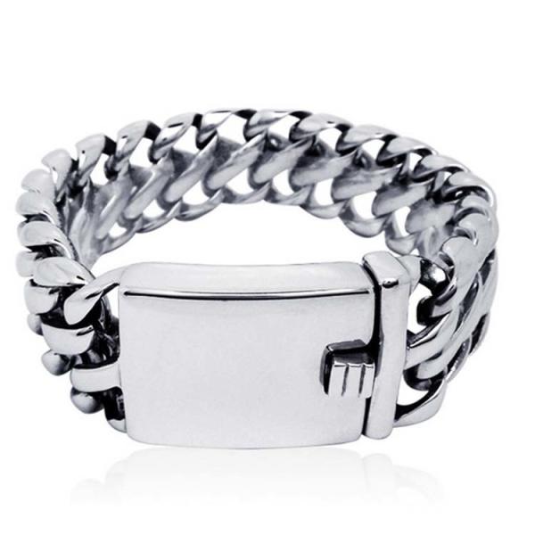 Buy cheap Men's Titanium Stainless Steel Wide Link Chain Bracelet (CE329) from wholesalers