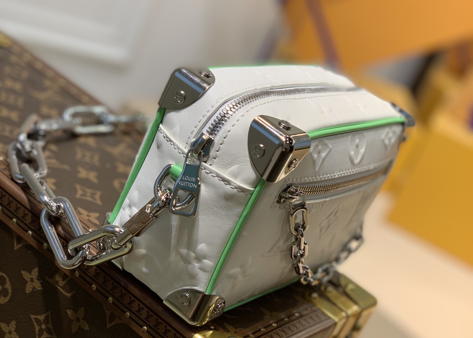 Mini Soft Trunk Chain Bag Monogram Printing Leather Luxury Cross-Body Bag Unique Letters Decrocation Box Bag