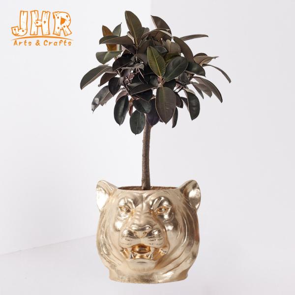 Buy cheap 44x40x38cm Clay Flower Pots Antique Bronze Plant Lion Statue Tabletop Planter from wholesalers