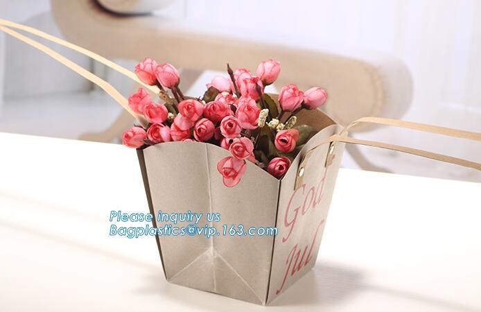 tea brown paper bag with logo print eco friendly With Ribbon Handles wine packaging offset bags,Decorative Paper Bags wi