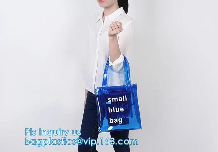 Elegant Transparent Handbags Shoulder Tote PVC Beach Bags for women with Zipper, Vinyl Transparent PVC Shoulder Bag With