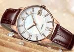 Leather Ladies Wrist Watch , Two Layers Dial Automatic Mechanical Watch