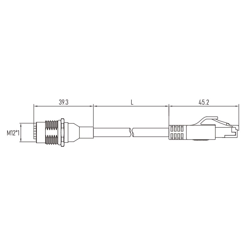 M12 4 Pin Female D Code Panel Mount Connector To RJ45 Male Plug