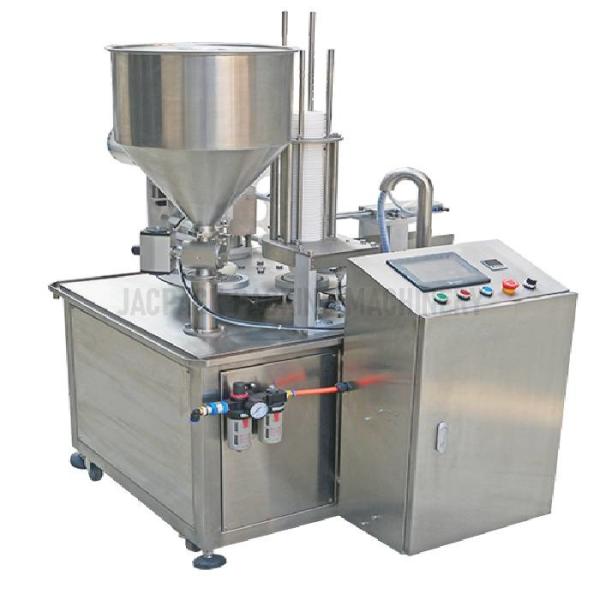 Buy cheap Flexible 20-500ml Rotary Cup Filling Sealing Machine 0-85℃ Hopper Temperature 380V Power Supply from wholesalers