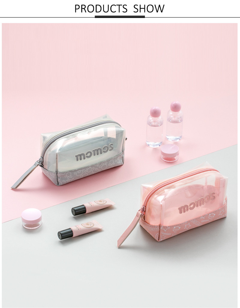 PU Leather Toiletry Travel Bags With Zipper Closure