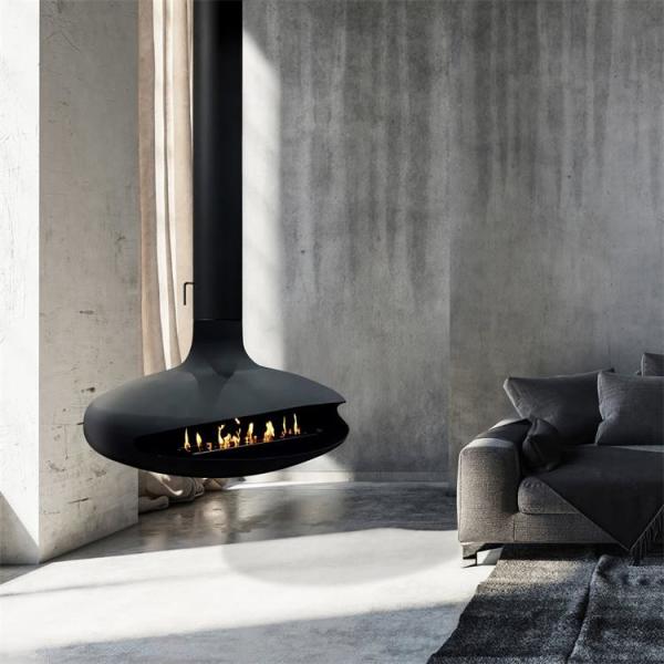 indoor contemporary indoor fireplace carbon steel wood burning stove rotating