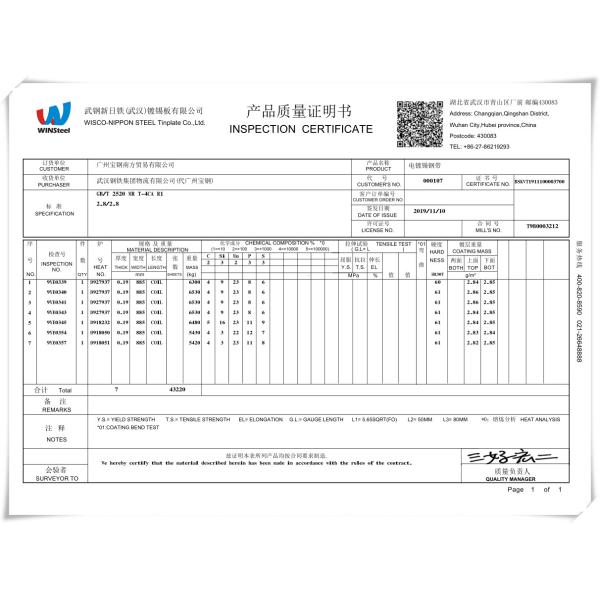 Bright Surface MR Material Electrolytic Tin Plate Sheet rust resistance acid resistance 842mm 876mm for beverage Cans