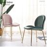 Buy cheap Metal Frame Upholstered Dining Chair Armless Beige Green Ins Style 56x54x84cm from wholesalers