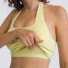 Buy cheap Halter Neck Womens Sports Bra Sexy Pleated Back Crop Tops With Removable Pad from wholesalers