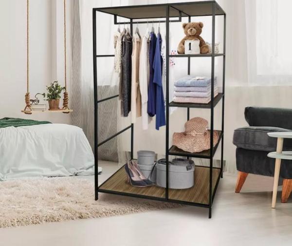 Buy cheap Metal And MDF Wood Cloth Storage Rack For Bedroom from wholesalers