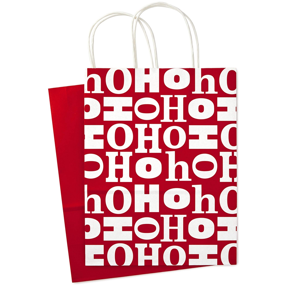 Customized Logo Merry Christmas Shopping Gift Packaging Twist Handle Kraft Paper Bag