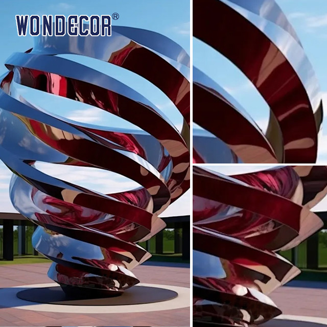 Large Outdoor Square Modern Abstract Geometric Wine Glass Stainless Steel Sculpture