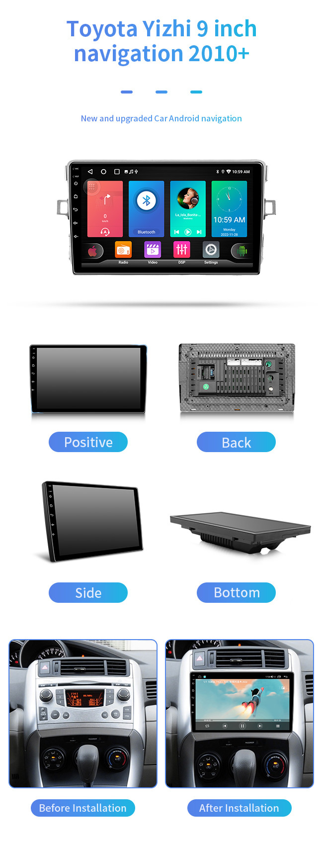 For Toyota Yizhi 2010+ WIFI Internet Access Car Computer Bluetooth Car Navigation