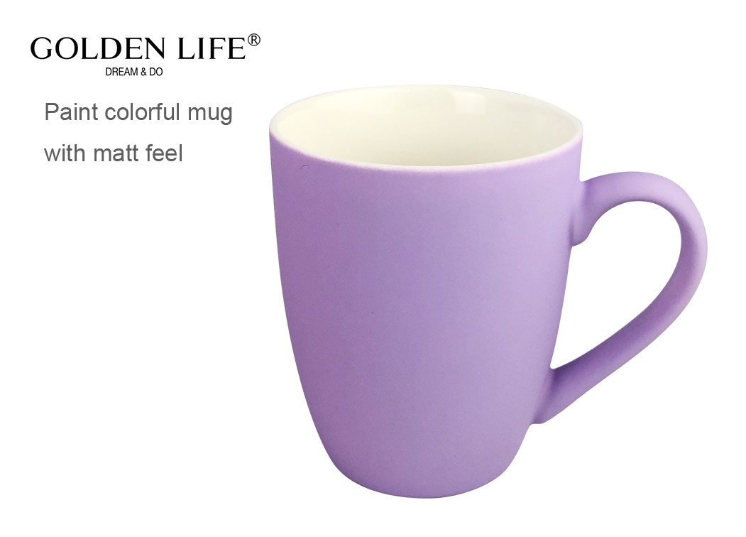 Sublimation Coated Handgrip Ceramic Coffee Mugs 400cc