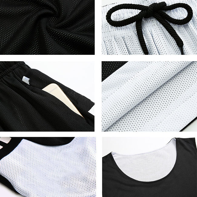 Double Sided Football Training Tracksuits Black Red White Reversible Basketball Jerseys