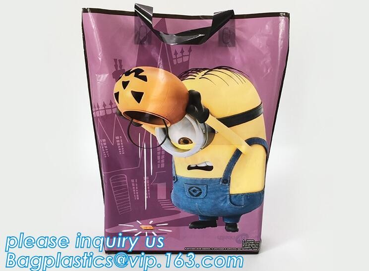 Custom Printed Stand Up Block BottomSoft Loop Handle Plastic Carrier Shopping Bag，Plastic Soft Loop Handle Bag for Shopp