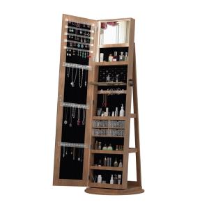 Lockable Modern Full - Length Mirror Jewelry Cabinet