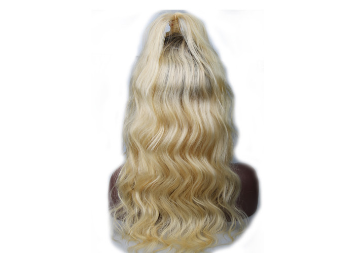 Swiss Lace 24 Inch Human Hair Wigs For Black Women / Curly Body Wave