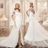Buy cheap New Arrival Romantic White Mermaid Wedding Dresses Perspective Lace Slim Waist Dress from wholesalers