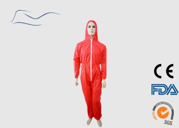 Buy cheap Red Disposable Dust Suits , Various Size Polypropylene Disposable Coveralls from wholesalers