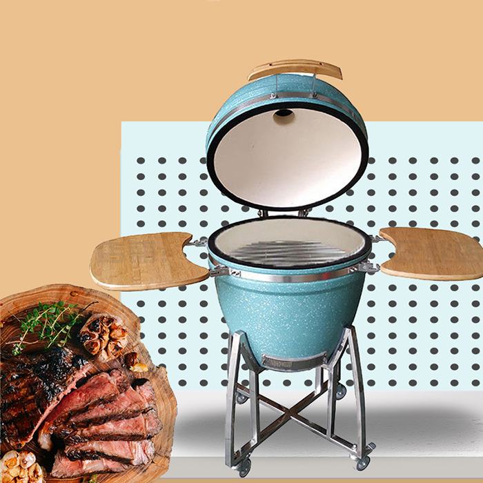 23.5-inch water ripple azure blue ceramic grill