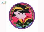 Round Clothing Wovene Iron On Embroidered Patches For Bags / Hats / Shirts