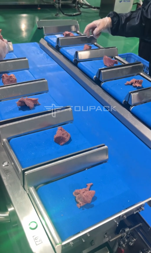 Rotary Vacuum Bag Packaging Machine Beef Cubes Weighing And Packaging System Multihead Weigher