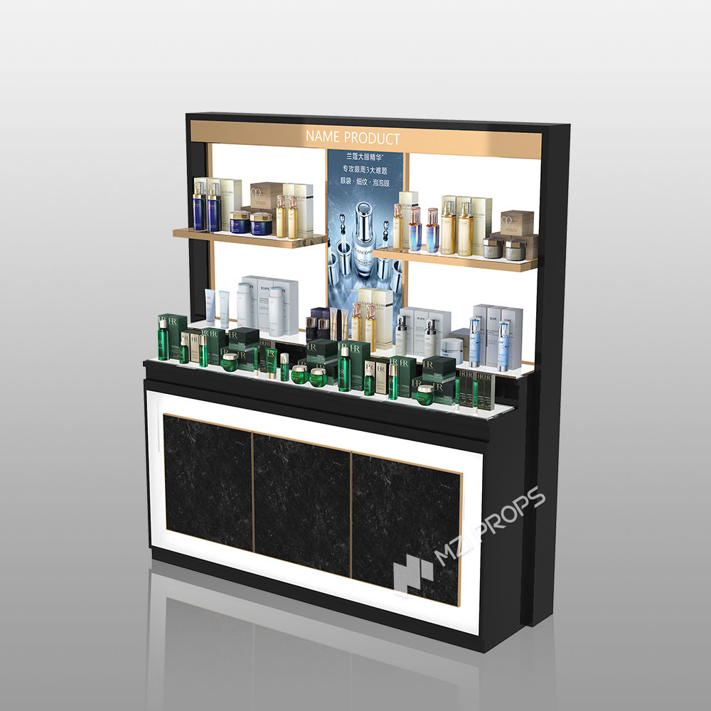 TJiS-B6 3mm Ceramic White Acrylic Letters Skincare Display Cabinet with LED Lights