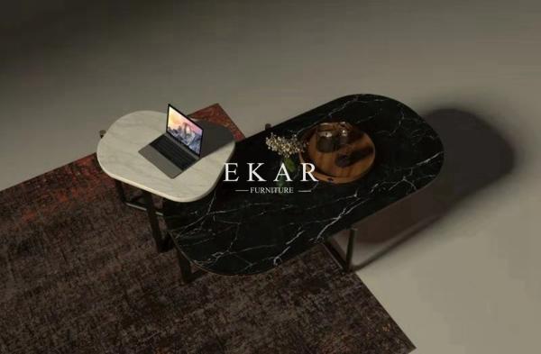 Buy cheap Modern Oval Nordic Metal Base Marble Coffee Table from wholesalers