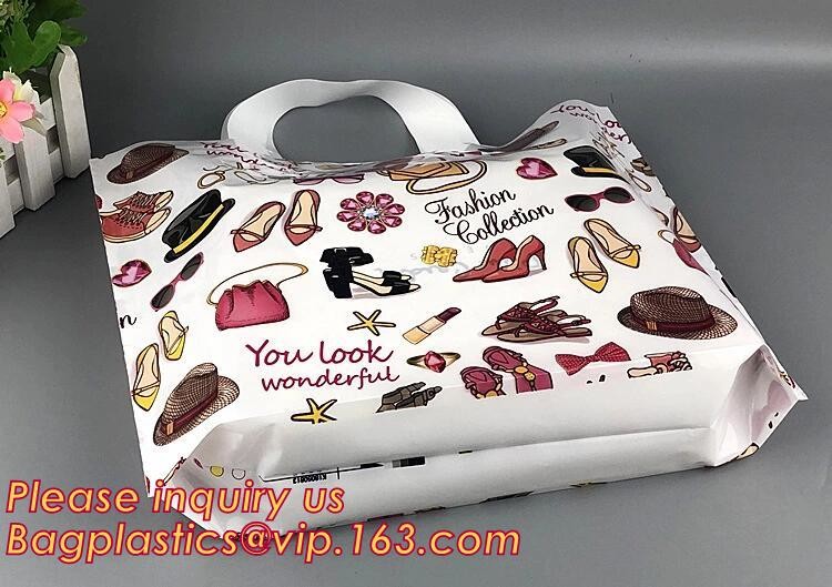 Eco Friendly Biodegradable Plastic Soft Loop Handle Bags,Retail Soft Loop Handle Shopping bags,Recyclable clothing packa