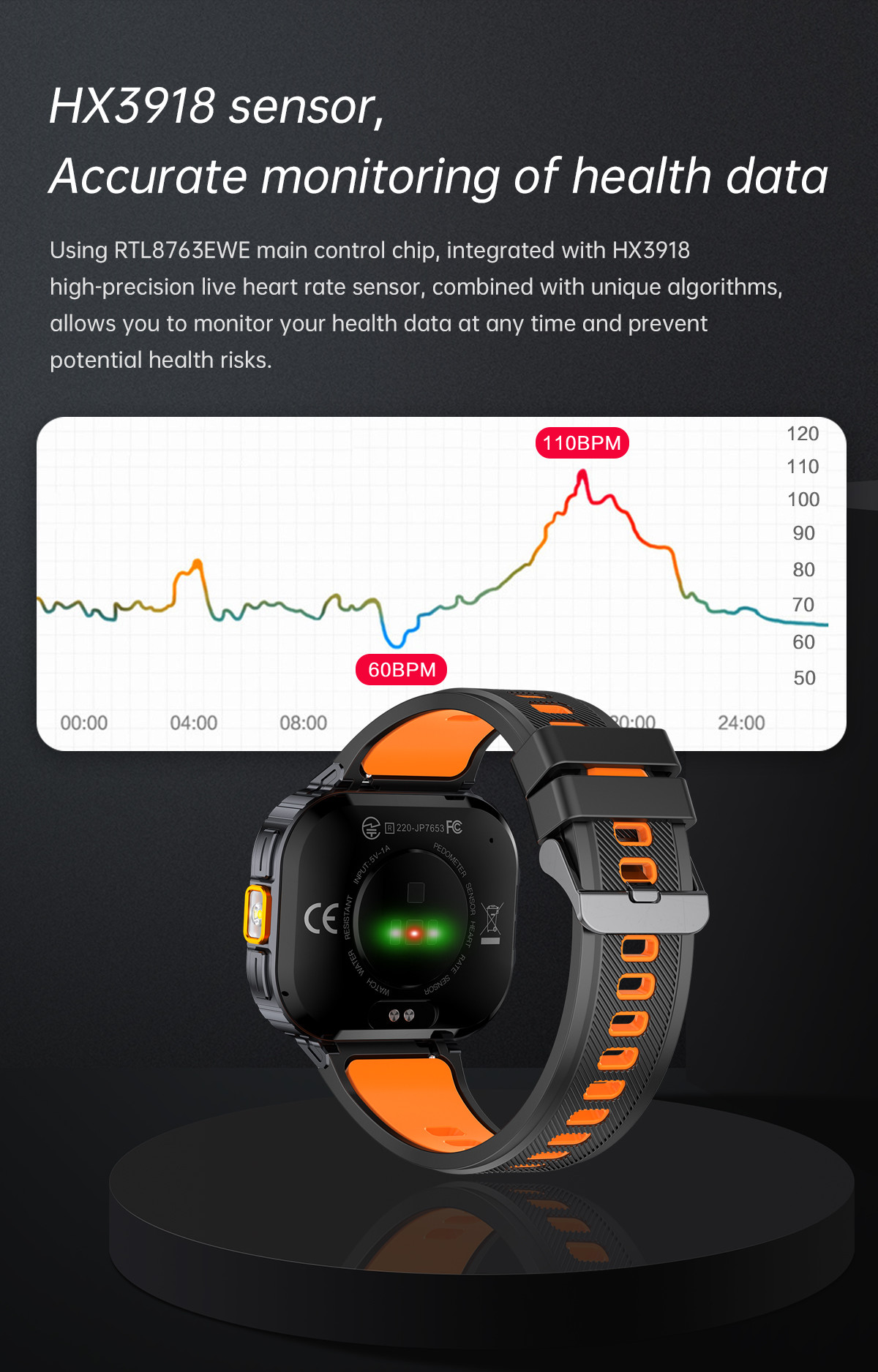 2.0" Military Rugged Outdoor Smart Watch Gps For Men Hiking 400mAh Battery
