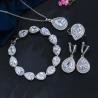 Buy cheap Water Drop Rhinestone Long Pendant Full Crystal Silver Plated Necklace & Earrings Elegant Bridal Wedding Jewelry Set from wholesalers