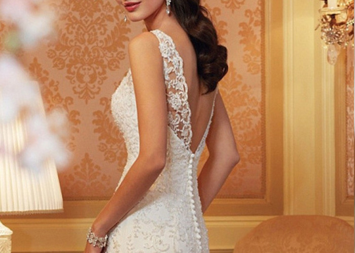 Romantic Mermaid Bridal Gowns , Ivory Mermaid Wedding Gown Long Fishtail