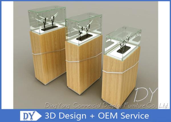 Buy cheap Durable Wooden Veneer Glass Jewelry Display Case / Exhibition Display Stands from wholesalers
