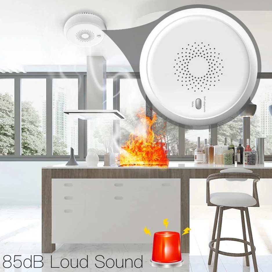 Zigbee Smart Home Smoke Fire Alarm Sensor Detector Home Security System Battery-powered Alarm Wireless Smart Life